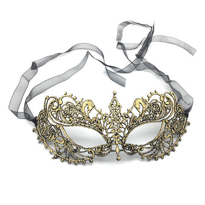Boniskiss 4PCs Women's Venetian Gold Lace Mask Set - Party Masquerade Mardi Gras Eye Mask Set