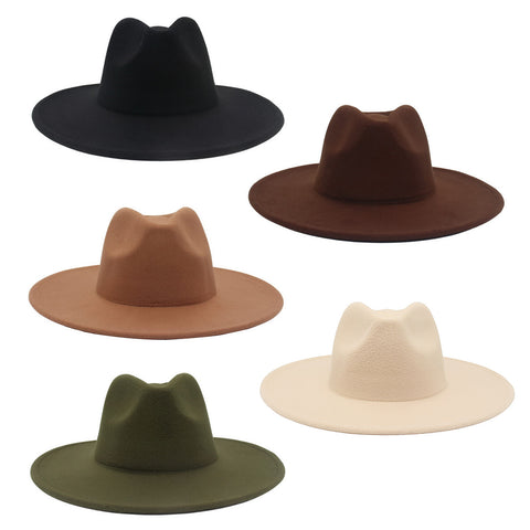 Boniskiss Western Style Fedora Hat - Wide Brim Felt Cowboy Hat for Men & Women