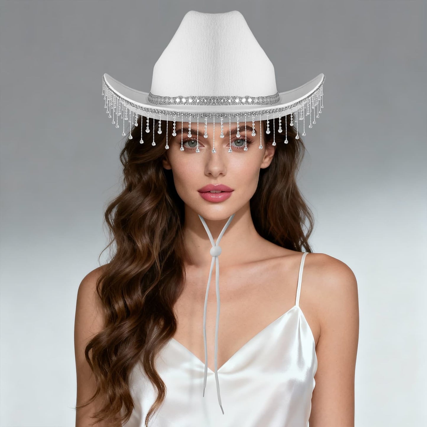 Chapeau de cowgirl disco western à franges et strass - Boniskiss