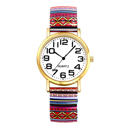 Boniskiss " Heat" Women's Boho Printed Elastic Band Wrist Watch