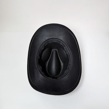 Western Cowboy Hat with Metal Decorative Band Wide Brim Styling Hat - Boniskiss
