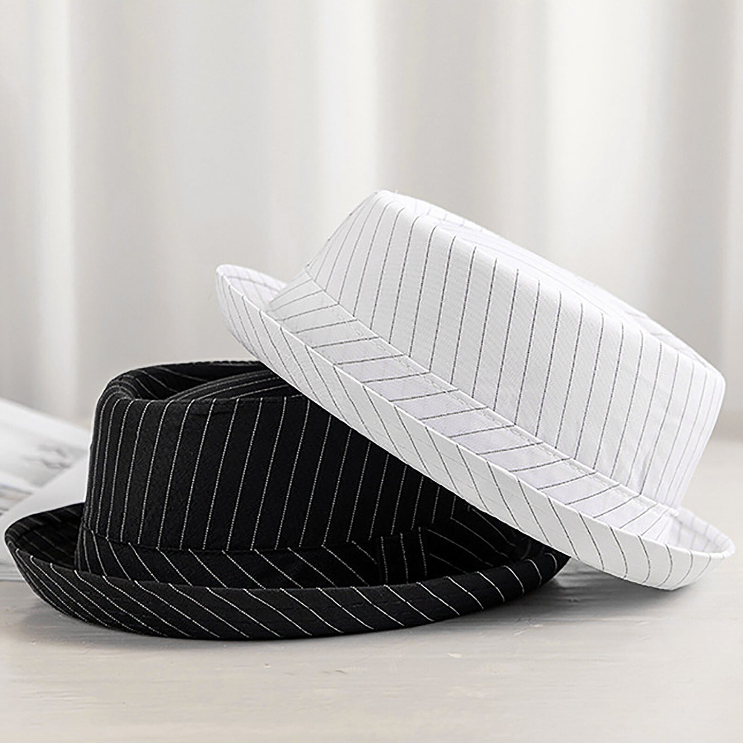 Classic Stripe Pork Pie Fedora Hat - Boniskiss