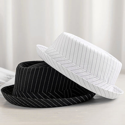 Classic Stripe Pork Pie Fedora Hat - Boniskiss