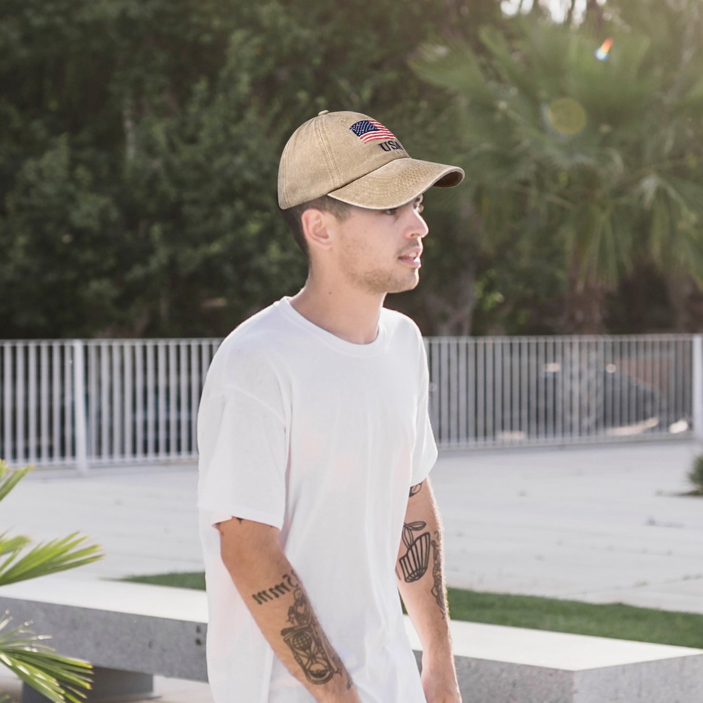 Washed American Flag Baseball Cap Retro Adjustable Cap Trucker Hat - Boniskiss