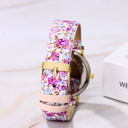 Boniskiss Boho Floral Printed Wrist Watch - Casual Adjustable Arabic Numeral Quartz Wrist Watch