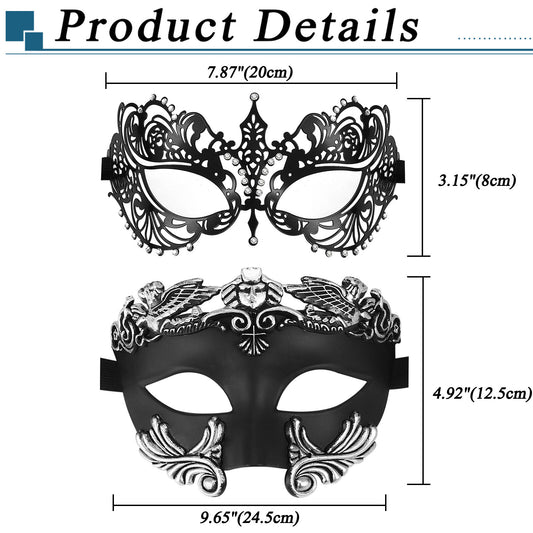 Boniskiss Couple 2pcs Acanthus Masquerade Metal Masks - Roman Greek God Party Costume Cosplay Mask