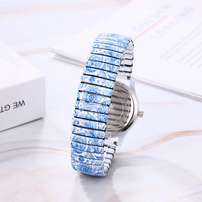 Boniskiss "Frost" Women's Boho Printed Elastic Band Wrist Watch