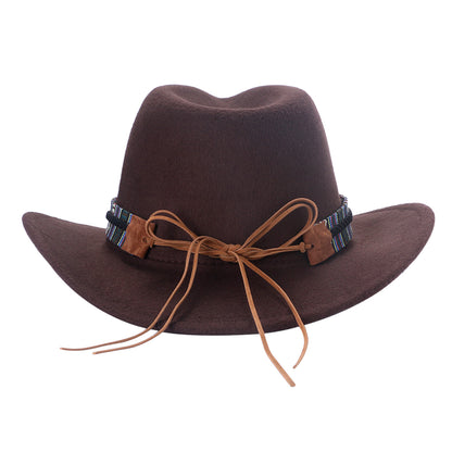 Chapeau Fedora classique de style western, en feutre, avec ceinture, idéal pour les activités de plein air et les cowboys - Boniskiss