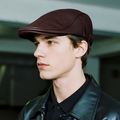 British Style Shelby PU Leather Newsboy Beret Cap - Boniskiss