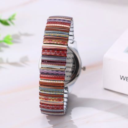 Boniskiss "Dunes" Women's Boho Printed Elastic Band Wrist Watch