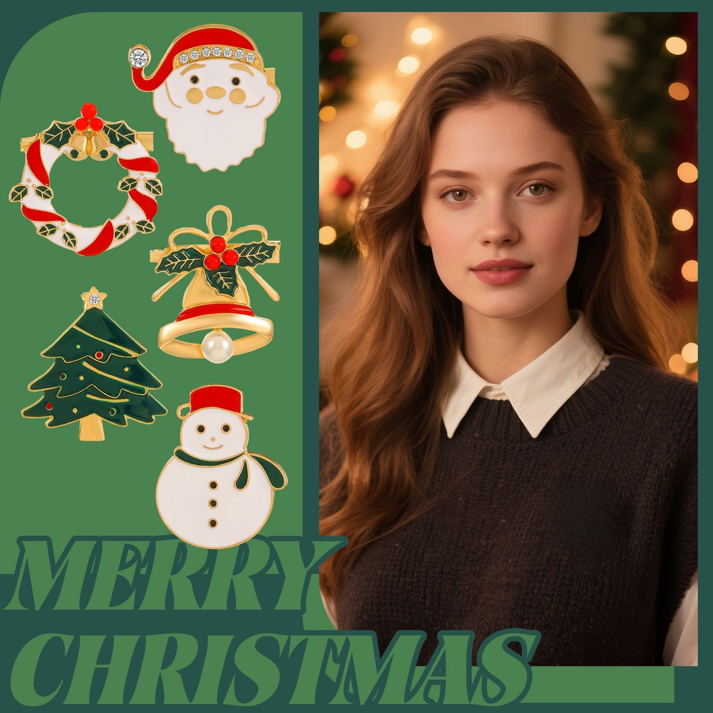 Boniskiss 5PCS Christmas Enamel Pin Set