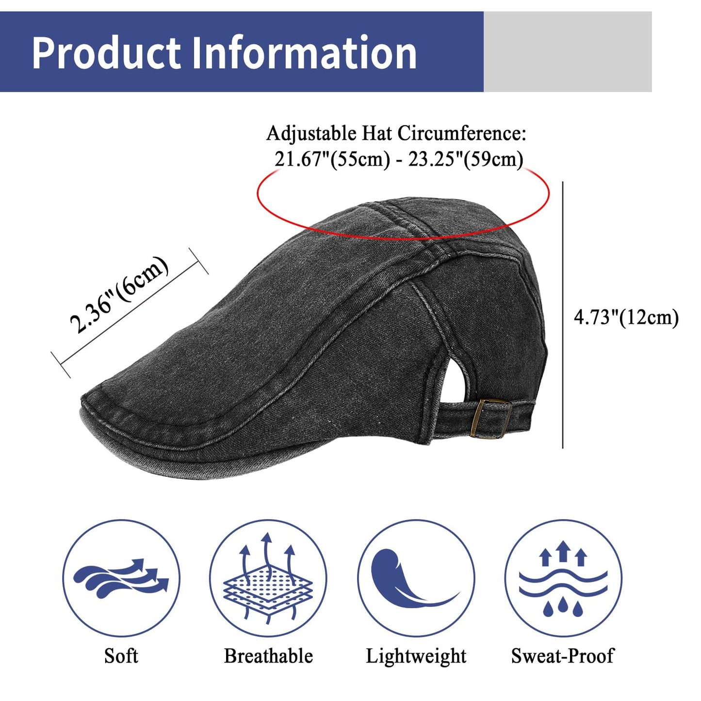 Denim Newsboy Beret Cap - Boniskiss