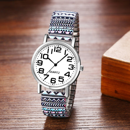 Boniskiss "Delta" Women's Boho Printed Elastic Band Wrist Watch