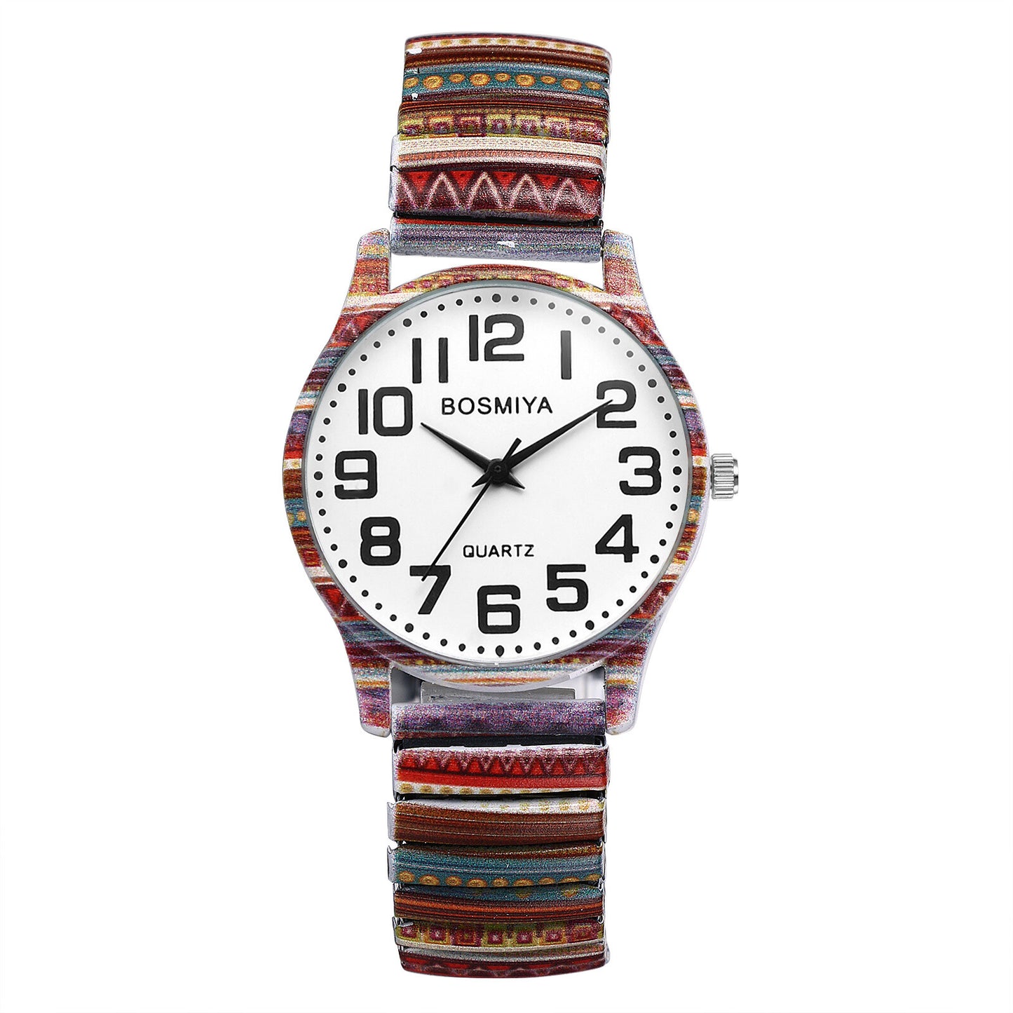 Boniskiss "Dunes" Women's Boho Printed Elastic Band Wrist Watch
