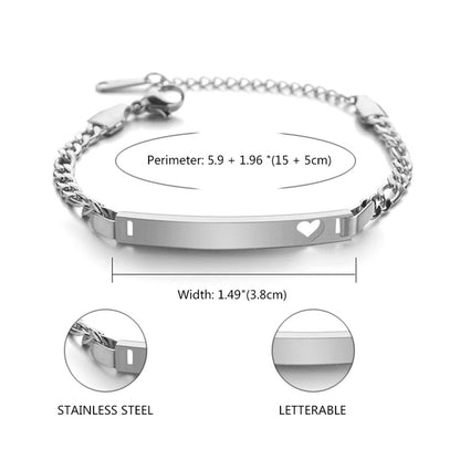 Personalized Love Heart Figaro Link Chain Bracelet - Boniskiss