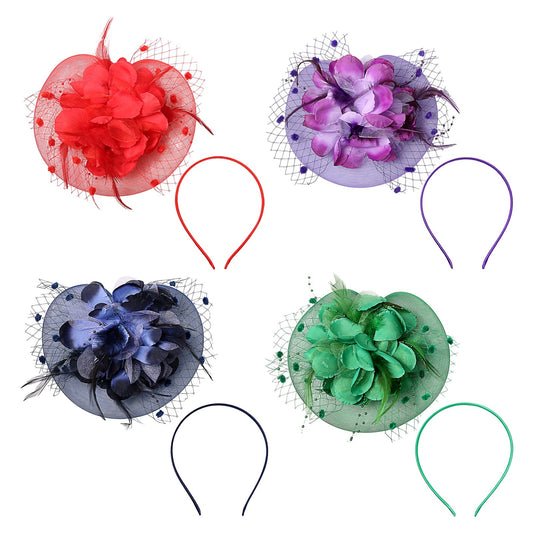 Boniskiss Vintage Tea Party Bridal Fascinator Veil Feather Headpiece Hat