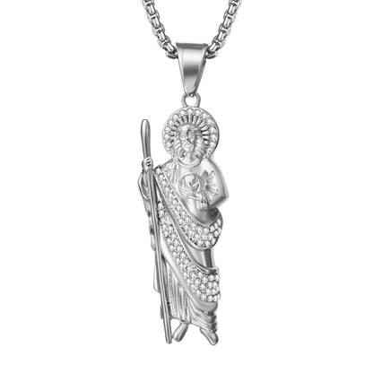Boniskiss Christian Saint Jude Amulet Pendant Religious  Stainless Steel Necklace