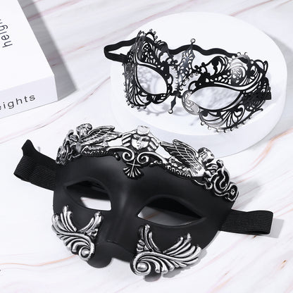 Boniskiss Couple 2pcs Acanthus Masquerade Metal Masks - Roman Greek God Party Costume Cosplay Mask
