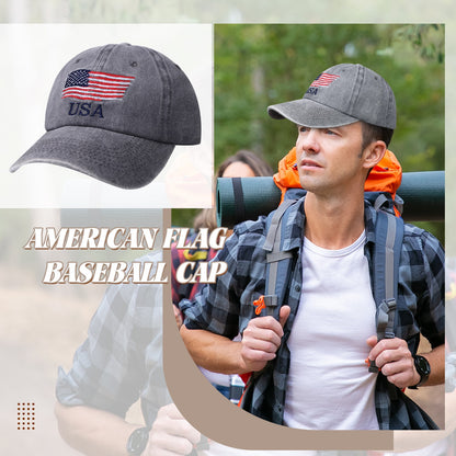 Washed American Flag Baseball Cap Retro Adjustable Cap Trucker Hat - Boniskiss