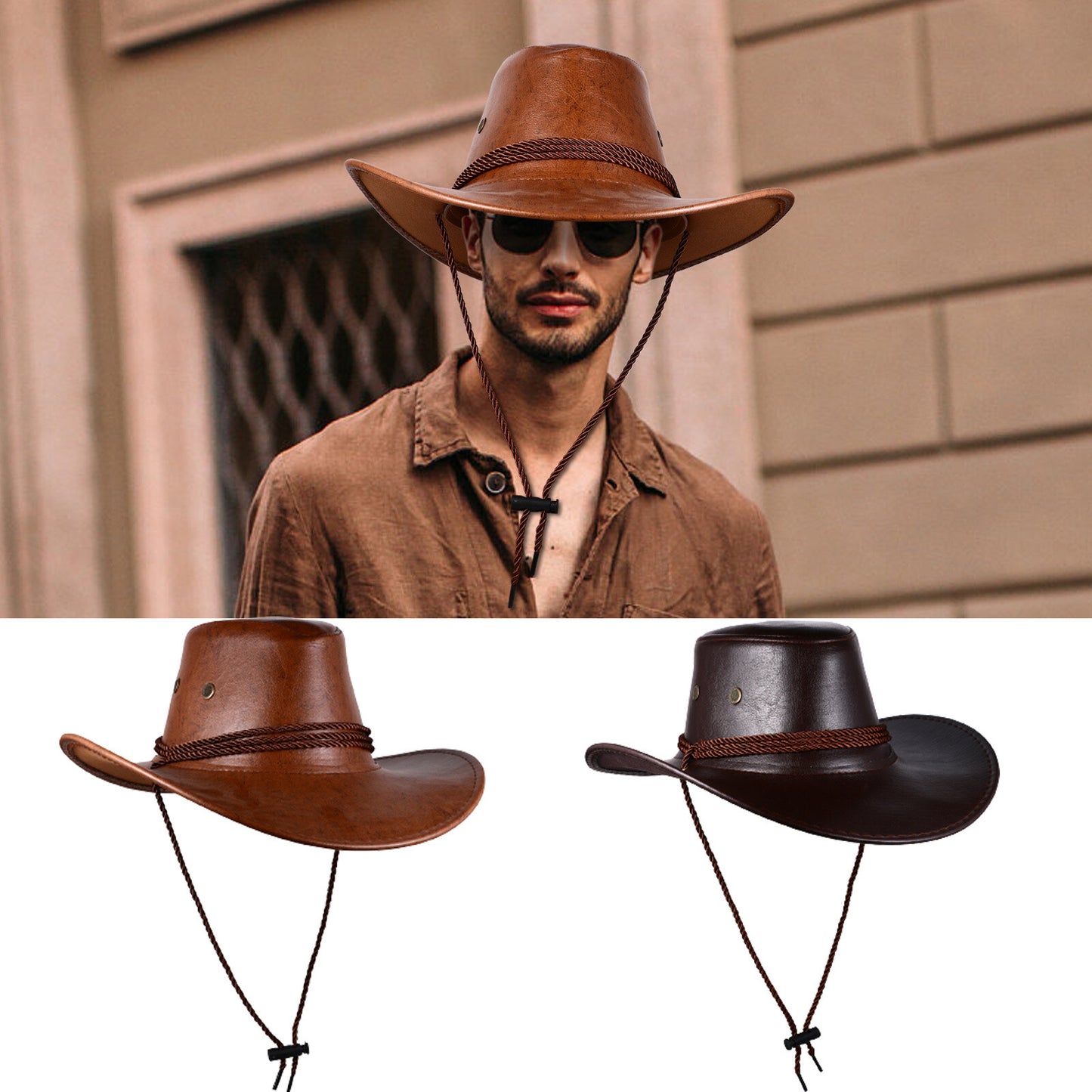 Chapeau de cowboy à larges bords bouclés, style western australien - Boniskiss