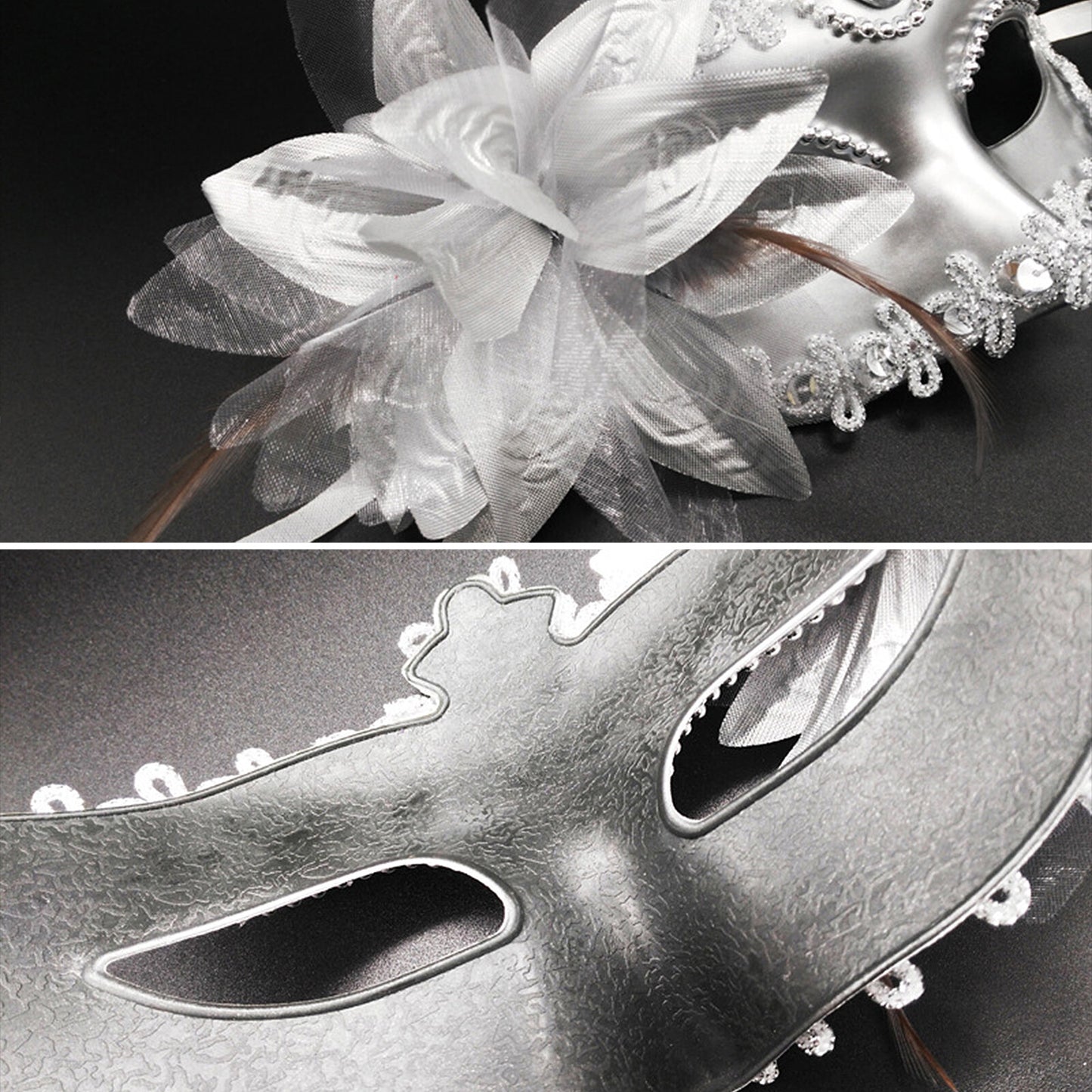 Boniskiss 2PCs Couple Venetian Lily Mask - for Ball Mardi Gras Masquerade Wedding Party Prom