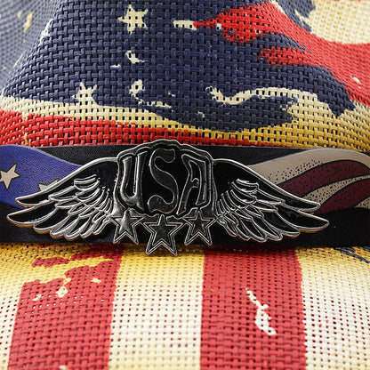 Chapeau de cowboy en paille à drapeau américain, taille ML - Boniskiss