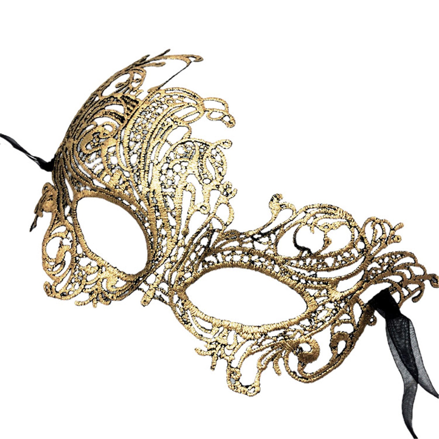 Boniskiss 4PCs Women's Venetian Gold Lace Mask Set - Party Masquerade Mardi Gras Eye Mask Set