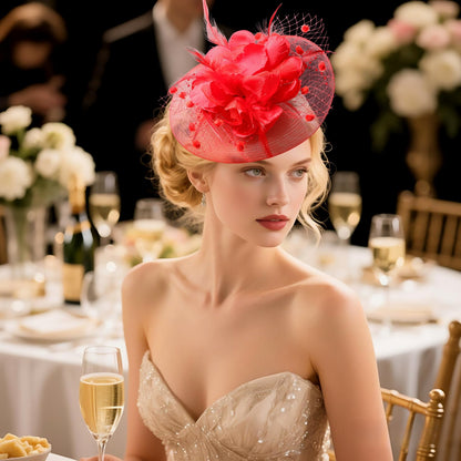 Boniskiss Vintage Tea Party Bridal Fascinator Veil Feather Headpiece Hat