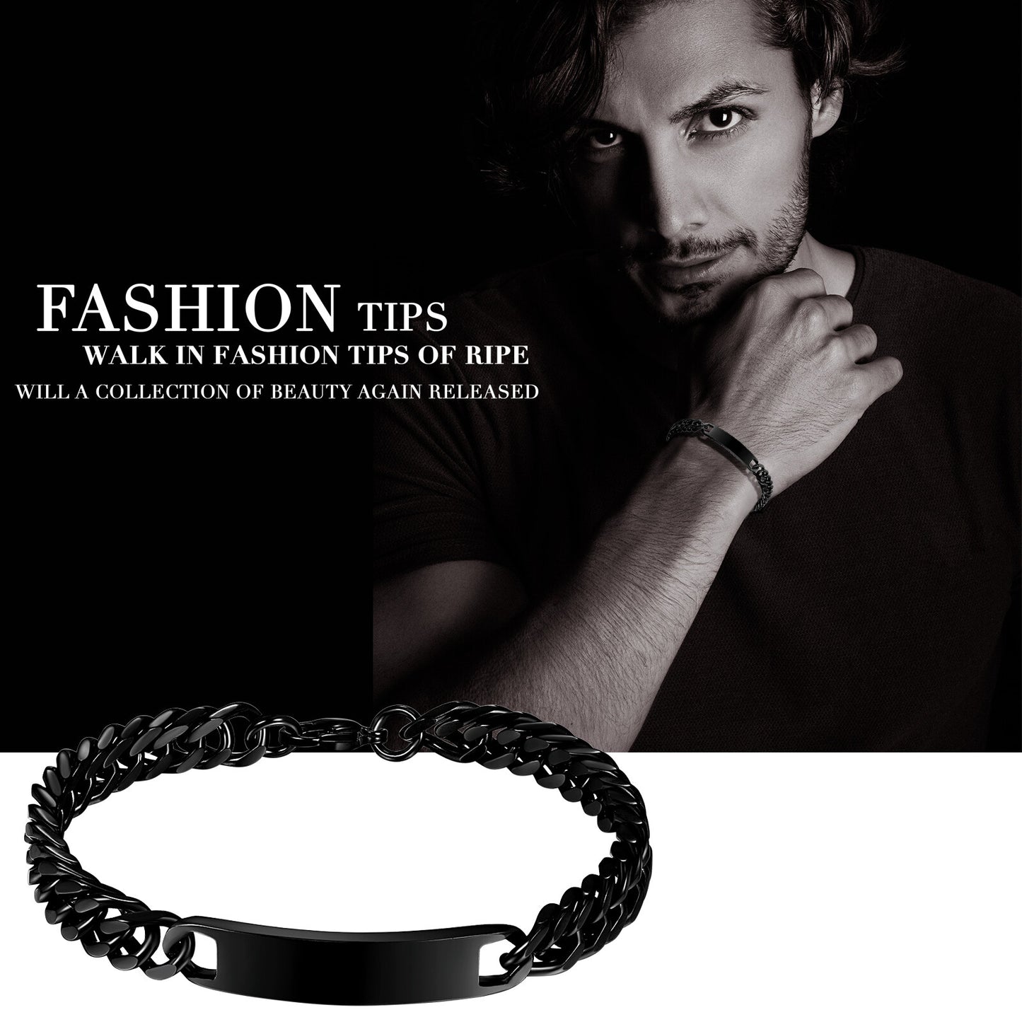 Custom Engraved Hip Hop Cuban Link Chain Stainless Steel Bracelet - Boniskiss