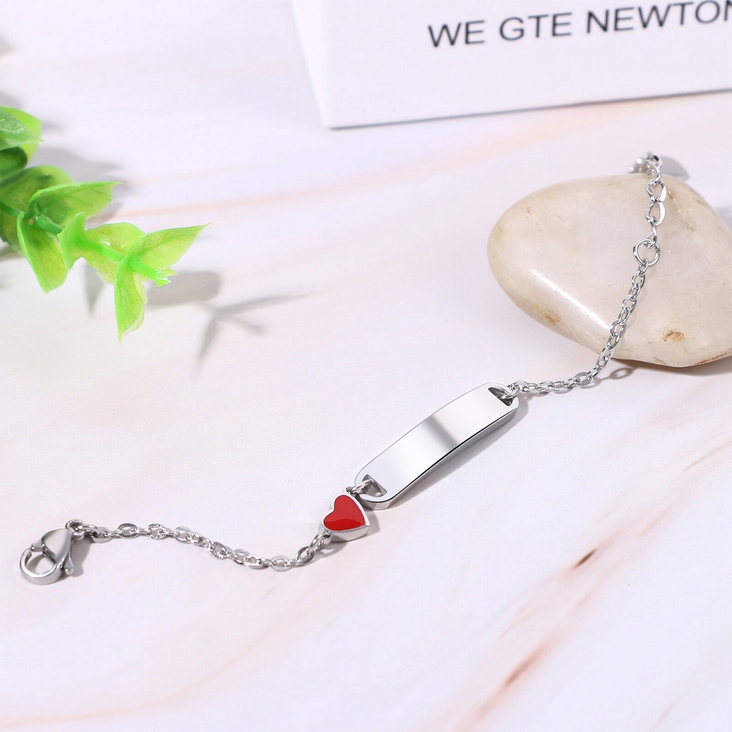 Customized Kids Name Engraved ID Custom Stainless Steel Bracelet - Boniskiss