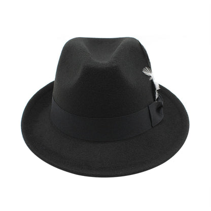 Classic Fedora Hat Short Brim Felt Feather Hat | Size M-L- Boniskiss