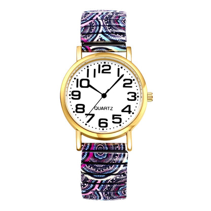 Boniskiss "Ascension" Women's Boho Printed Elastic Band Wrist Watch