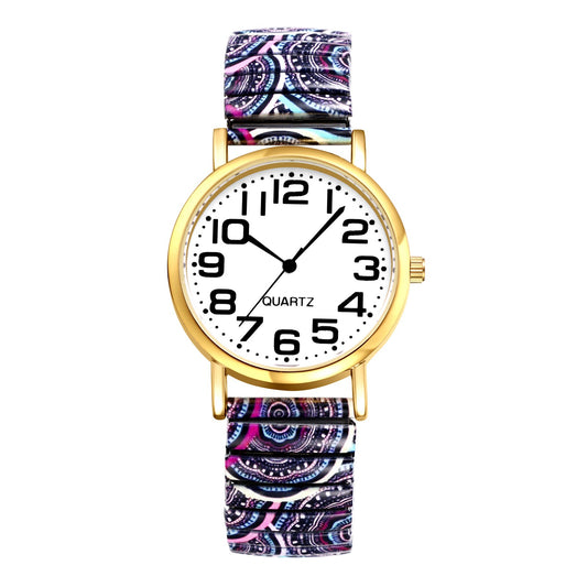 Boniskiss "Ascension" Women's Boho Printed Elastic Band Wrist Watch
