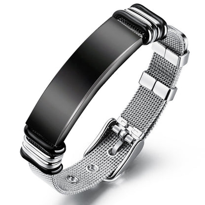 Custom Engraved Adjustable Stainless Steel Mesh Bracelet - Boniskiss
