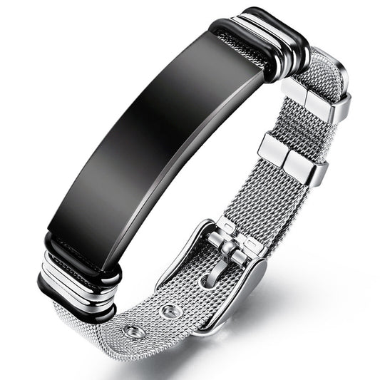 Custom Engraved Adjustable Stainless Steel Mesh Bracelet - Boniskiss