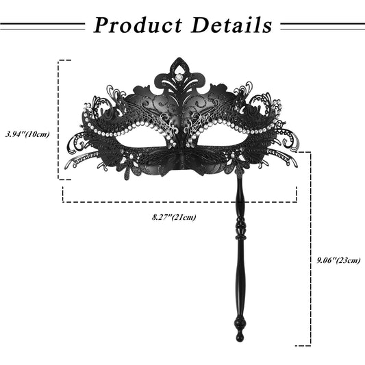 Boniskiss Women's Gorgeous Mask With Holding Stick - Venetian Masquerade Mask Mardi Gras Costumes
