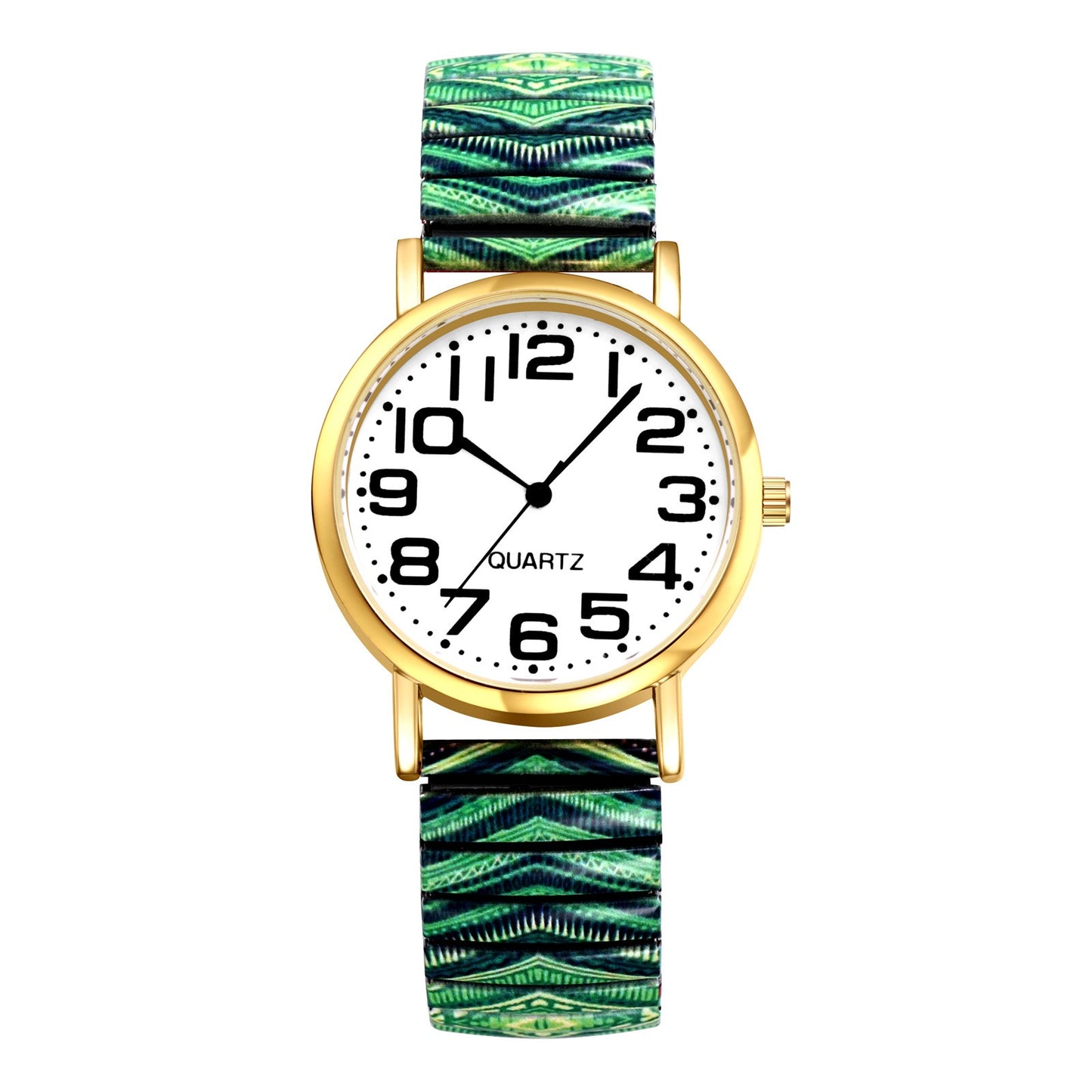 Boniskiss " Verdancy" Women's Boho Printed Elastic Band Wrist Watch