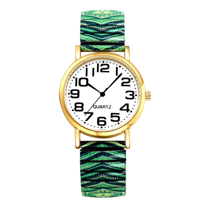 Boniskiss " Verdancy" Women's Boho Printed Elastic Band Wrist Watch