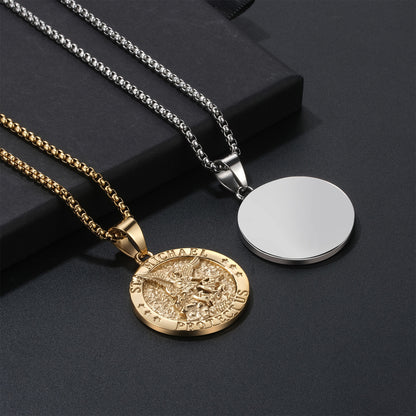 Boniskiss St Michael Necklace - Archangel Catholic Medal 316L Stainless Steel Amulet Pendant