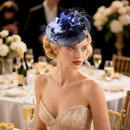 Boniskiss Vintage Tea Party Bridal Fascinator Veil Feather Headpiece Hat