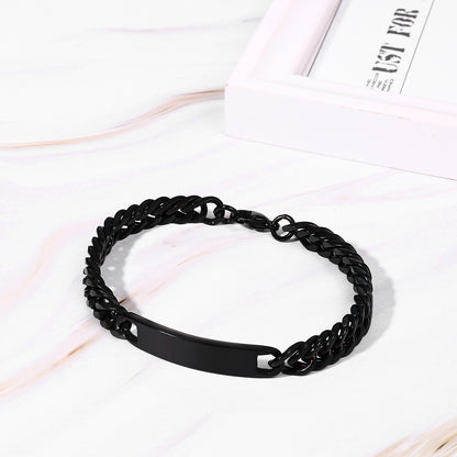 Custom Engraved Hip Hop Cuban Link Chain Stainless Steel Bracelet - Boniskiss