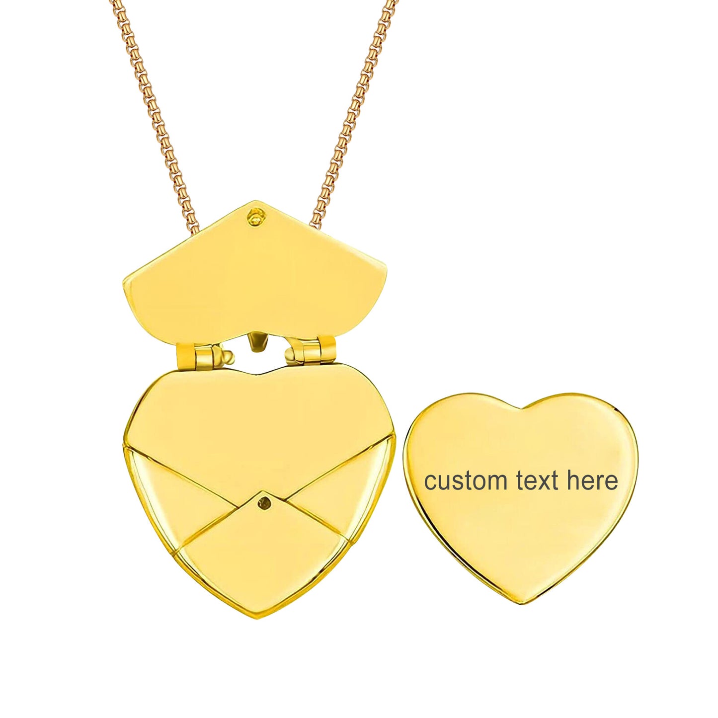 Customized Envelope Heart Necklace Stainless Steel Message Locket Pendant - Boniskiss