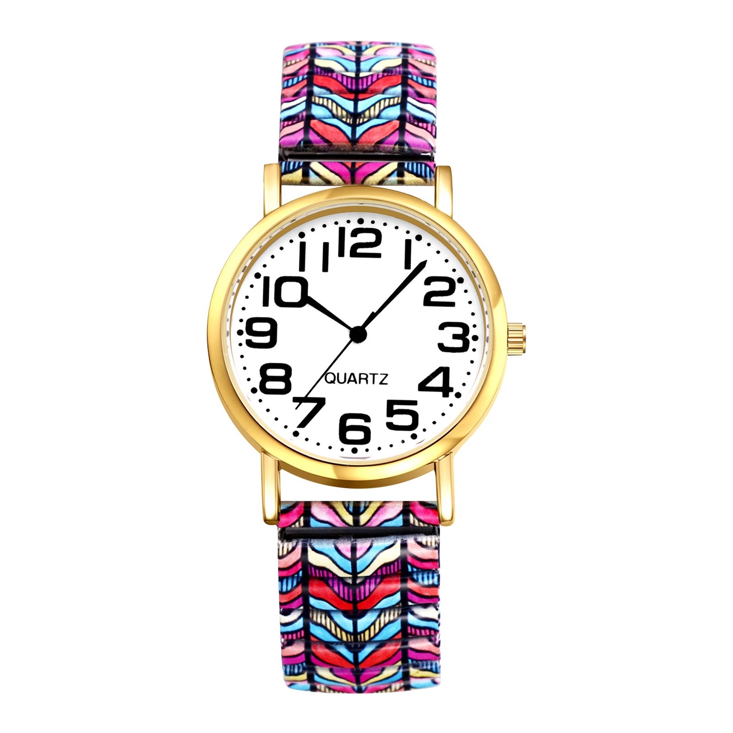 Boniskiss "Rolling Hills" Women's Boho Printed Elastic Band Wrist Watch