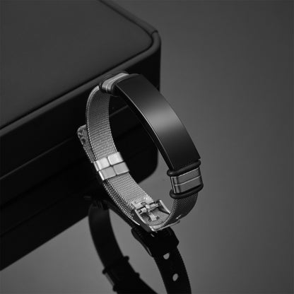 Custom Engraved Adjustable Stainless Steel Mesh Bracelet - Boniskiss