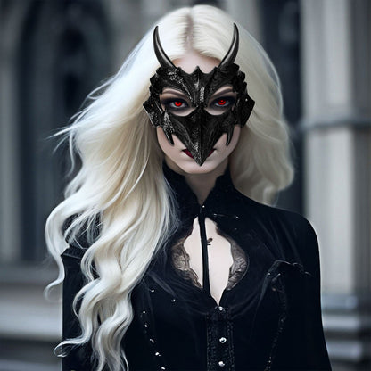 Boniskiss Dark Dragon & Yaksha Mask - Ghost Devil Mask for Halloween Carnival Venetian Masquerade