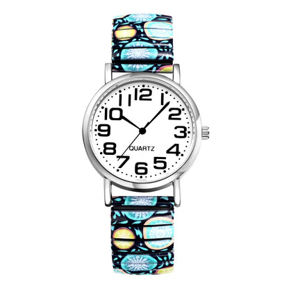 Boniskiss "Snowflake" Women's Boho Printed Elastic Band Wrist Watch