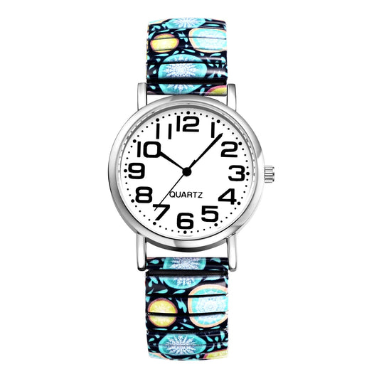 Boniskiss "Snowflake" Women's Boho Printed Elastic Band Wrist Watch