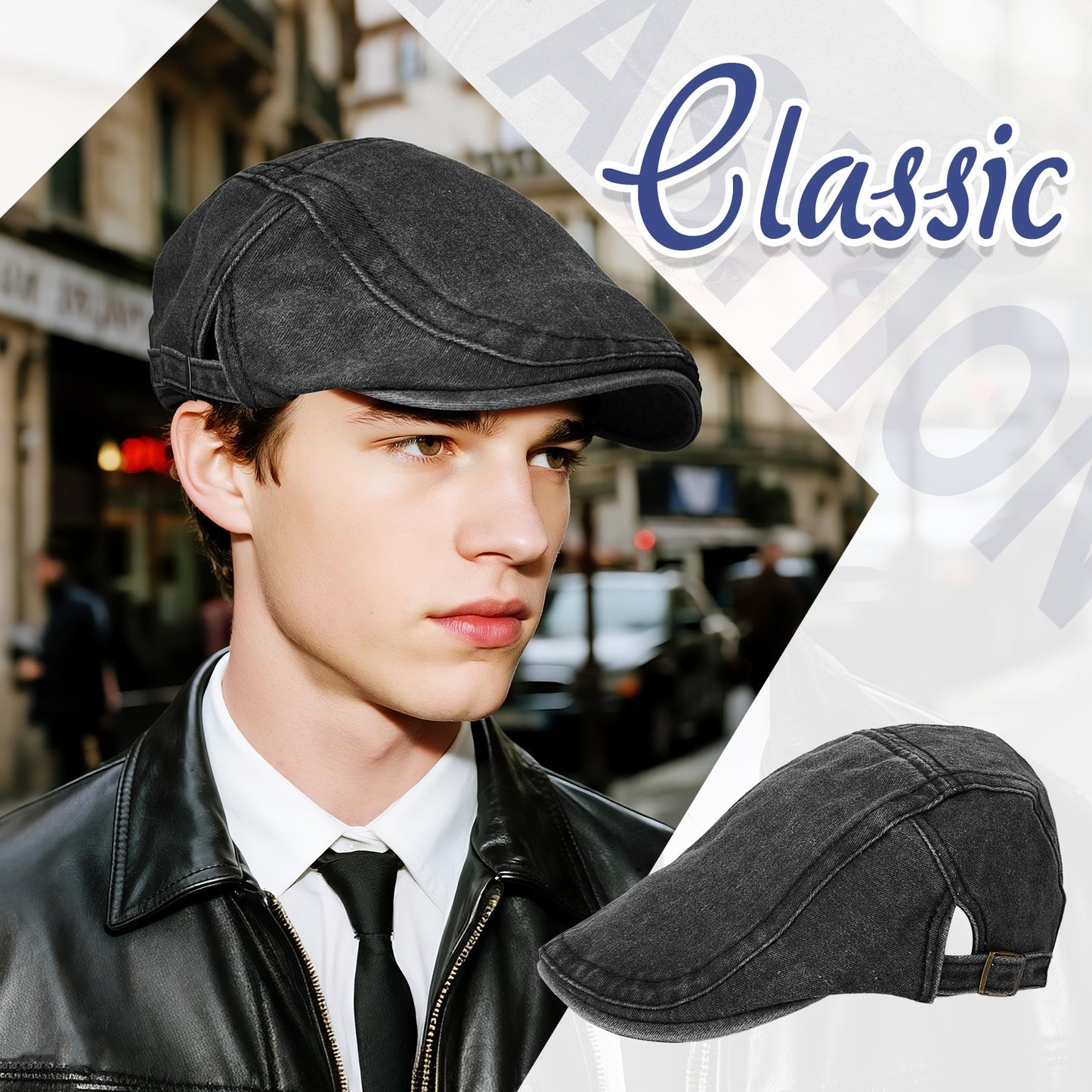 British Style Shelby PU Leather Newsboy Beret Cap - Boniskiss