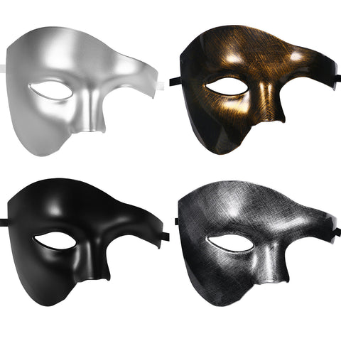 Boniskiss Men's Classic Phantom of The Opera Half Face Mask - Venetian Mardi Gras Masquerade Mask