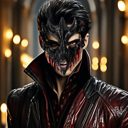 Boniskiss Dark Dragon & Yaksha Mask - Ghost Devil Mask for Halloween Carnival Venetian Masquerade